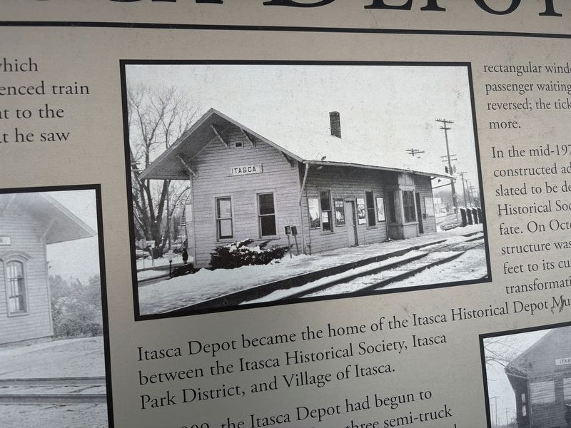 Historic photo of the Itasca Depot on the marker. Click for full size. Historic photo of the Itasca Depot on the marker image. Click for full size.