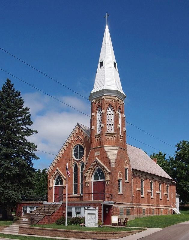 Spring Valley Methodist Church Museum with marker at near corner image. Click for full size.