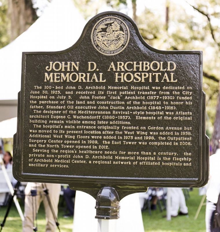 John D. Archbold Memorial Hospital Marker. Click for full size. John D. Archbold Memorial Hospital Marker image. Click for full size.