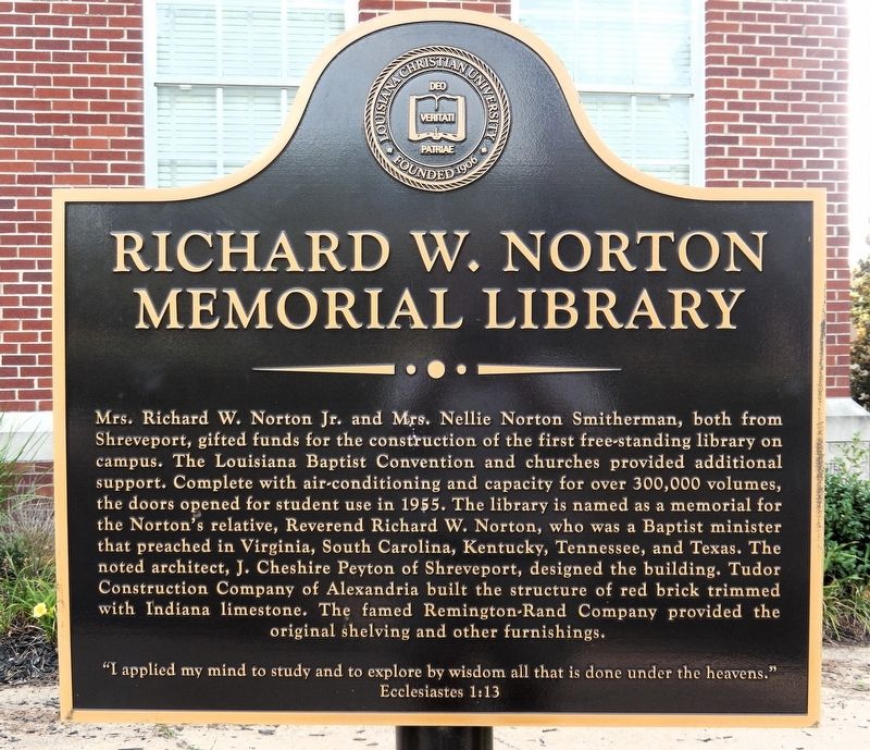 Richard W. Norton Memorial Library Marker image. Click for full size.