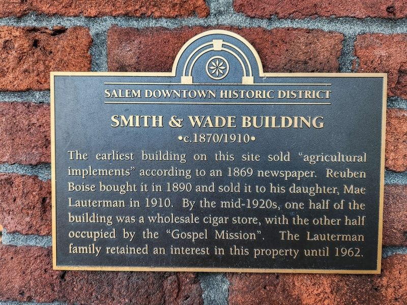 Smith & Wade Building Marker. Click for full size. Smith & Wade Building Marker image. Click for full size.