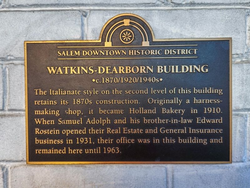 Watkins-Dearborn Building Marker. Click for full size. Watkins-Dearborn Building Marker image. Click for full size.