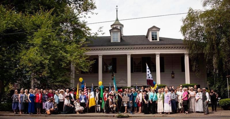 DAR Rainier Chapter members and friends in front of their house before the marker was installed. image. Click for full size.