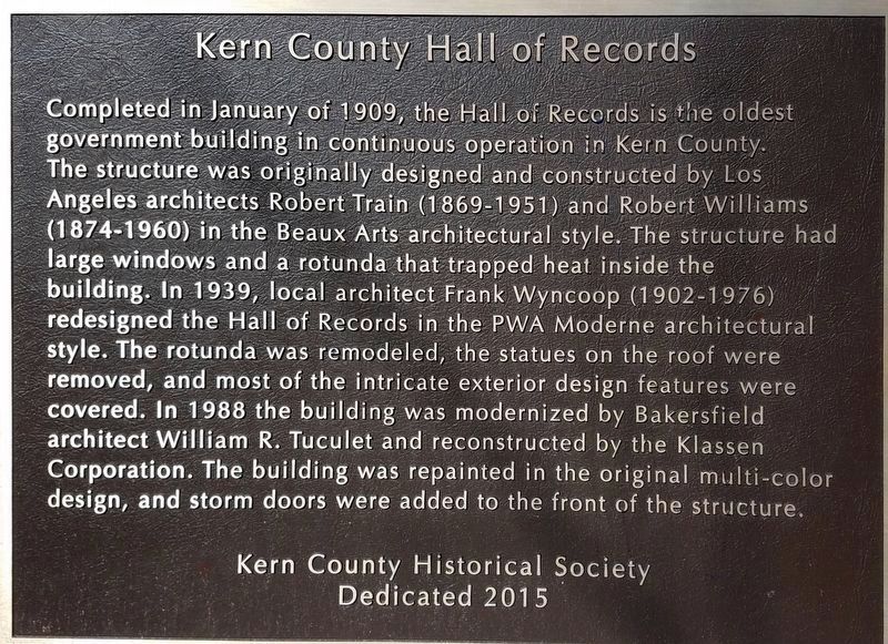 Kern County Hall of Records Marker image. Click for full size.