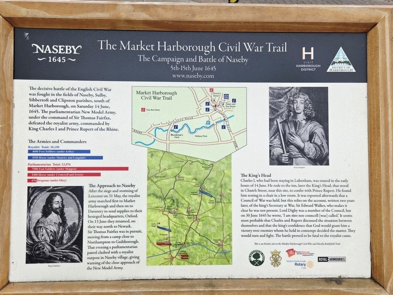 The Market Harborough Civil War Trail Marker. Click for full size. The Market Harborough Civil War Trail Marker image. Click for full size.