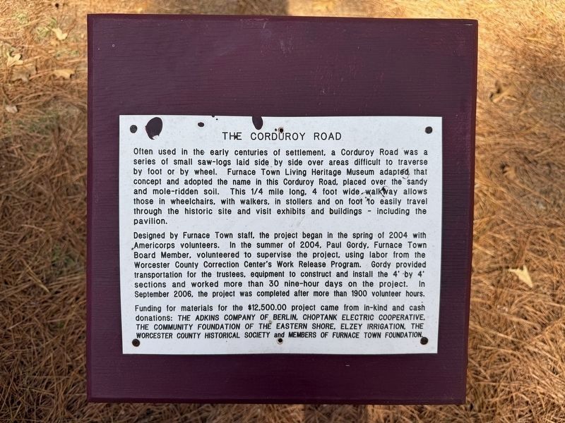 The Corduroy Road Marker image. Click for full size.