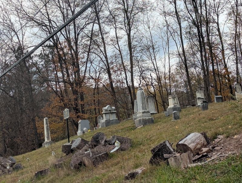 Holcombville Cemetery Marker wider view from the road image. Click for full size.