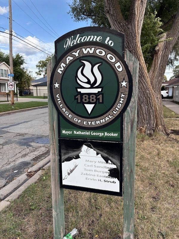 Poets & Writers Marker beneath the "Welcome to Maywood" sign. Click for full size. Poets & Writers Marker beneath the "Welcome to Maywood" sign image. Click for full size.