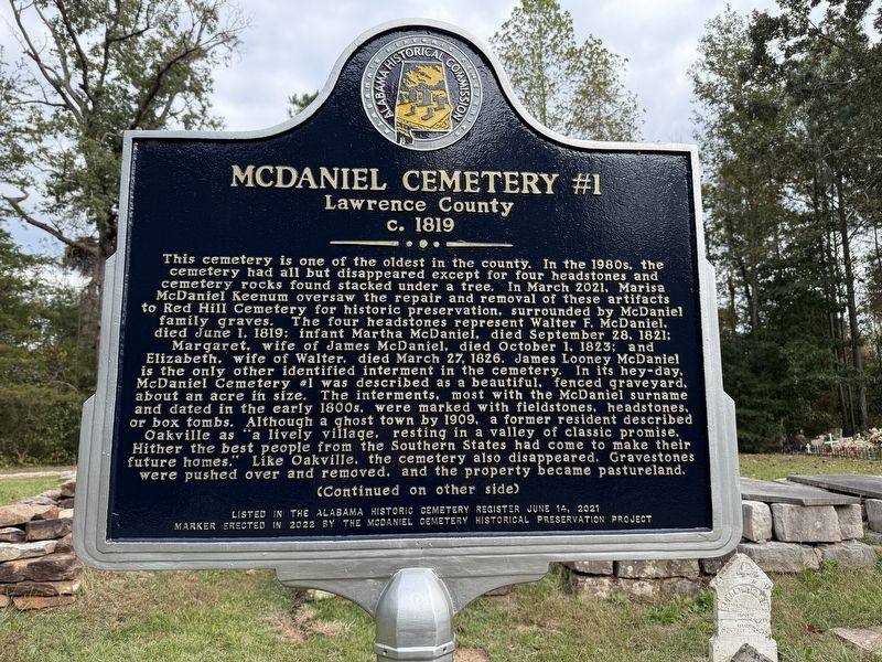McDaniel Cemetery #1 Marker image. Click for full size.