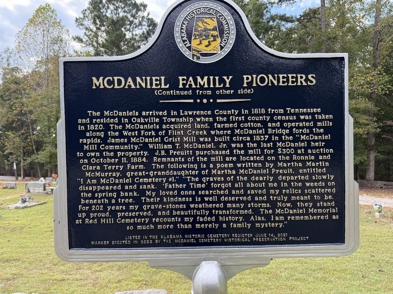 McDaniel Family Pioneers Marker image. Click for full size.