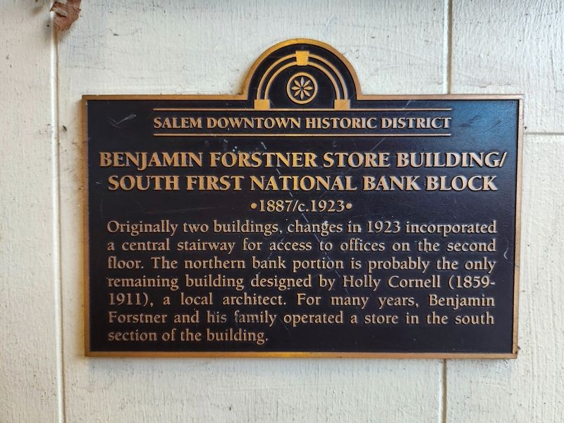 Benjamin Forstner Store Building/South National Bank Block Marker image. Click for full size.