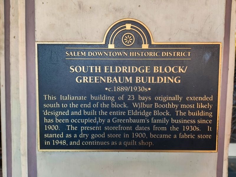 South Eldridge Block/Greenbaum Building Marker. Click for full size. South Eldridge Block/Greenbaum Building Marker image. Click for full size.