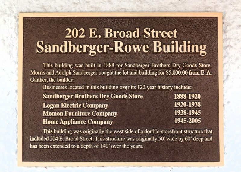 Sandberger-Rowe Building Marker image. Click for full size.