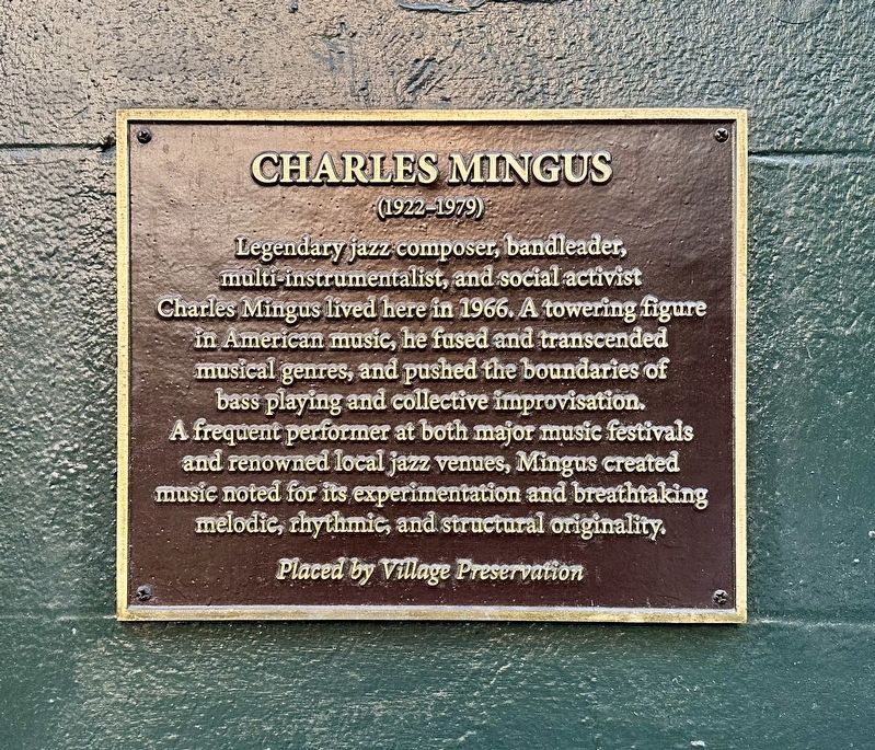 Charles Mingus (1922-1979) Marker. Click for full size. Charles Mingus (1922-1979) Marker image. Click for full size.
