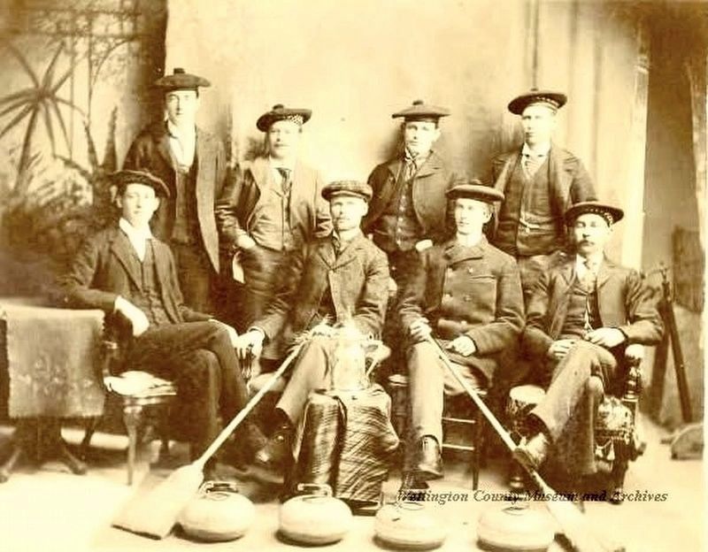 The Fergus Curling Club in 1899, with the Ontario Tankard image. Click for full size.