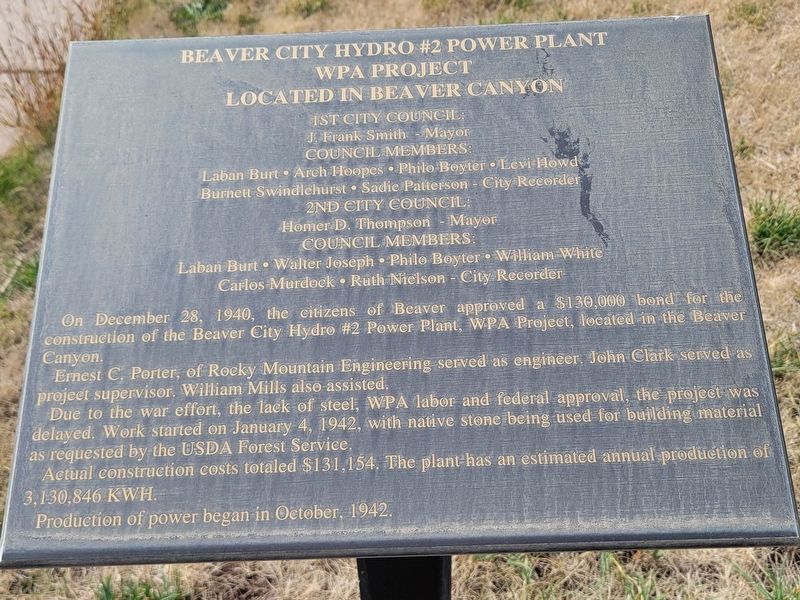 Beaver City Hydro Marker. Click for full size. Beaver City Hydro Marker image. Click for full size.