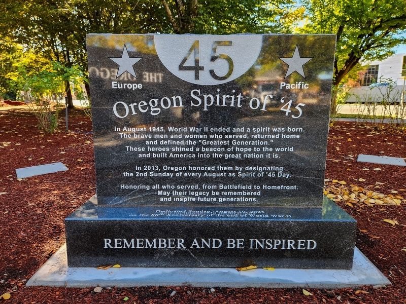 Oregon Spirit of 45 marker. Click for full size. Oregon Spirit of 45 marker image. Click for full size.