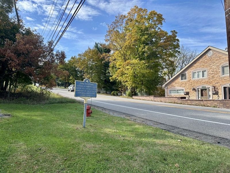 Erie Railroad Marker - wide view image. Click for full size.