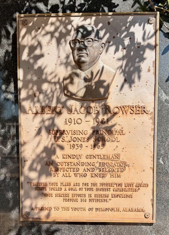 Nearby plaque about Albert Rowser, one of the 4 principals of the high school. image. Click for full size.