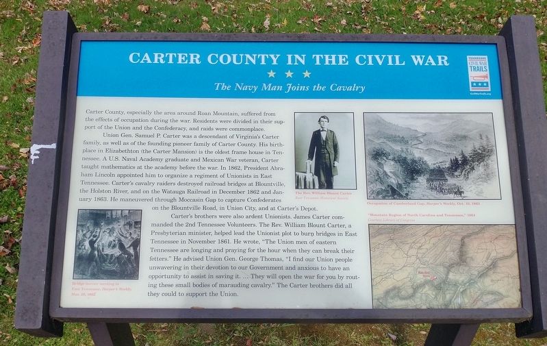 Carter County in the Civil War Marker. Click for full size. Carter County in the Civil War Marker image. Click for full size.