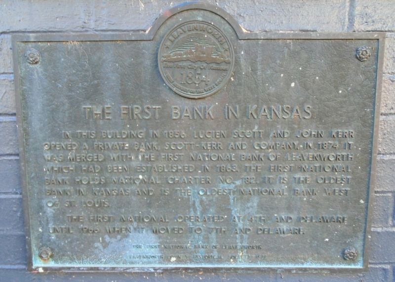 The First Bank in Kansas Marker. Click for full size. The First Bank in Kansas Marker image. Click for full size.