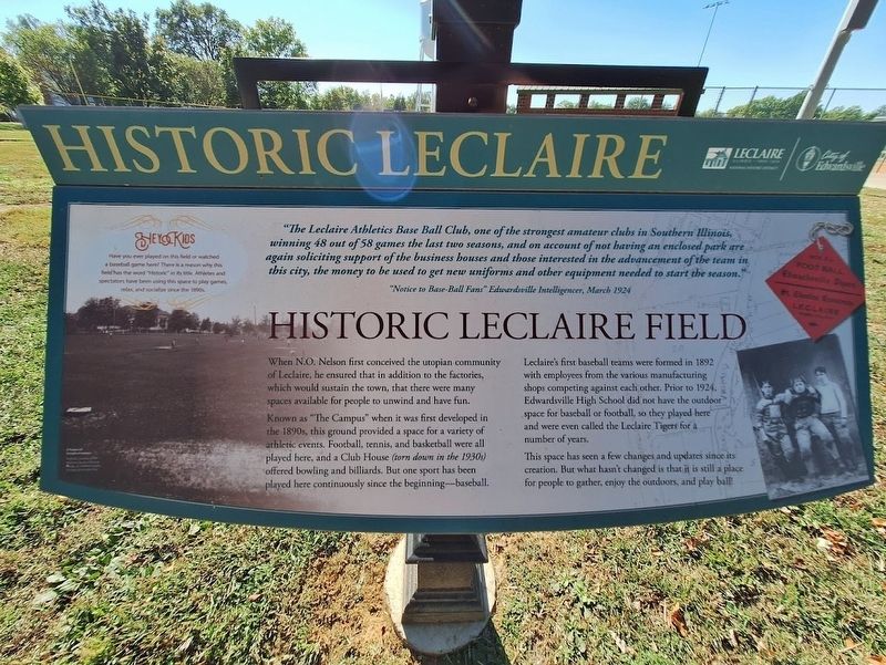 Historic Leclaire Field Marker image. Click for full size.