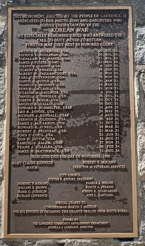 Korean War Veterans Memorial Marker image. Click for full size.