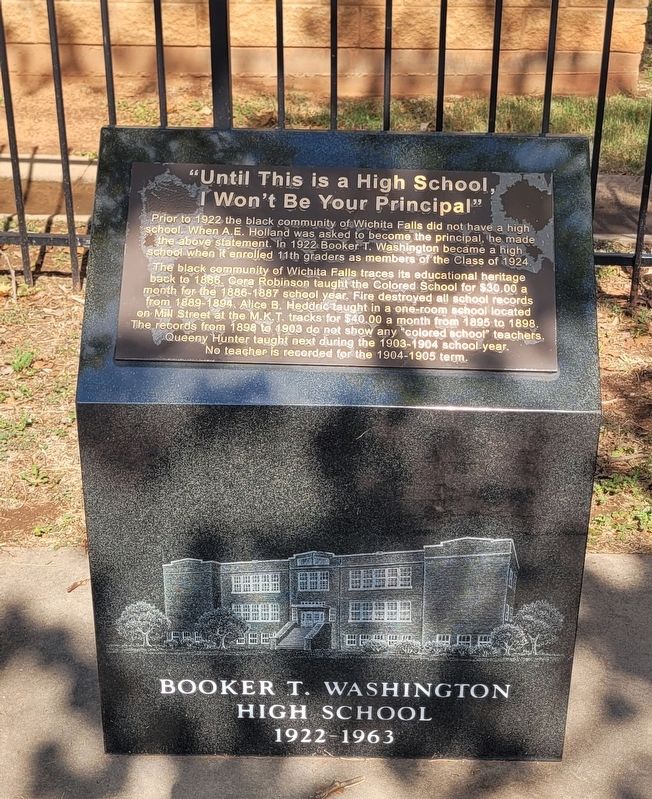 Booker T. Washington High School Marker. Click for full size. Booker T. Washington High School Marker image. Click for full size.