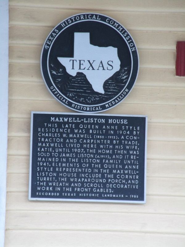 Maxwell-Liston House Marker image. Click for full size.