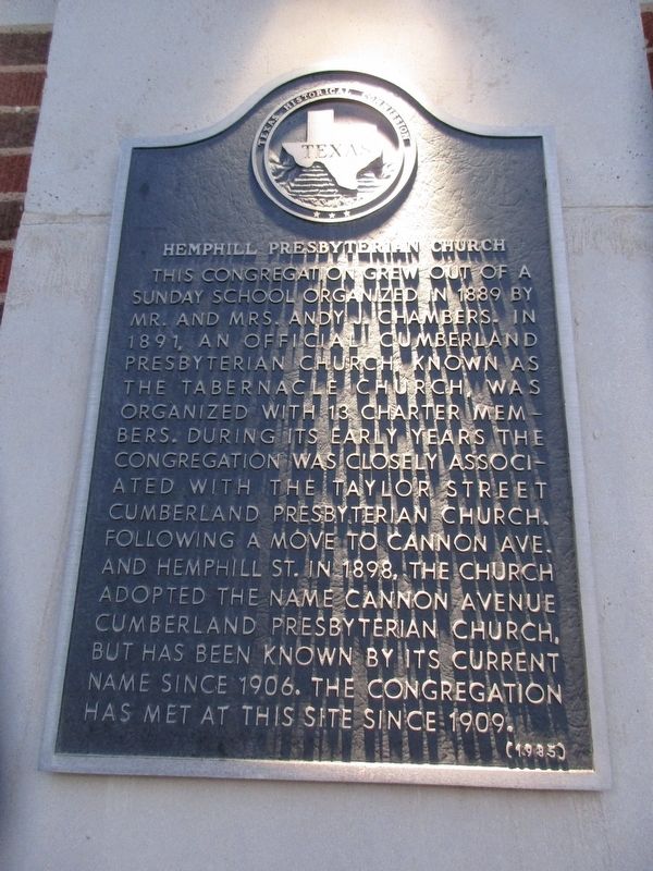 Hemphill Presbyterian Church Marker image. Click for full size.