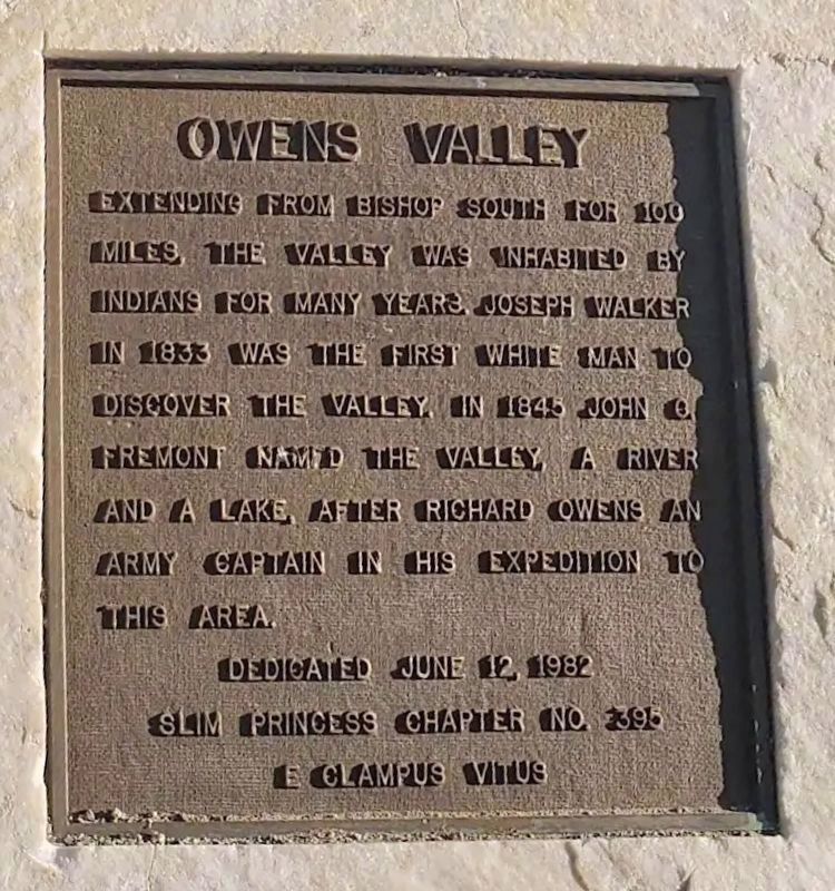 Owens Valley Marker. Click for full size. Owens Valley Marker image. Click for full size.