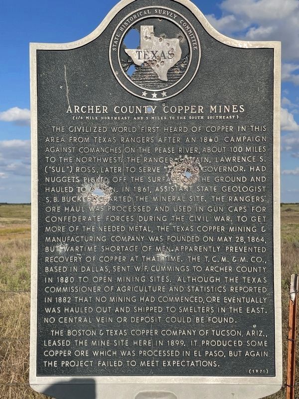 Archer County Copper Mines Marker image. Click for full size.