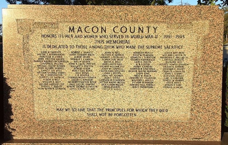 Macon County World War II Memorial image. Click for full size.