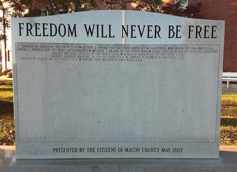 Freedom Will Never Be Free Memorial image. Click for full size.