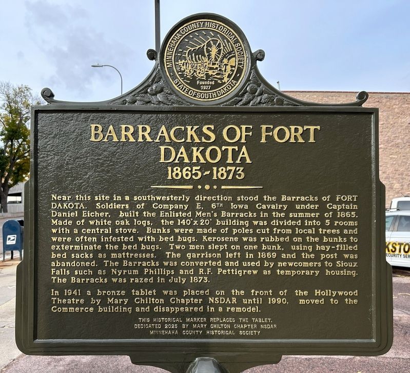 Barracks of Fort Dakota Marker image. Click for full size.