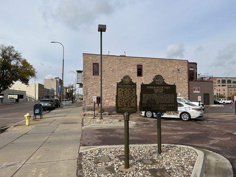 Barracks of Fort Dakota Marker, from the south image. Click for full size.