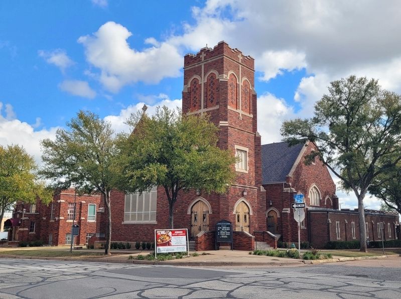 The view of the Church of the Good Shepherd and Marker from across the street image. Click for full size.