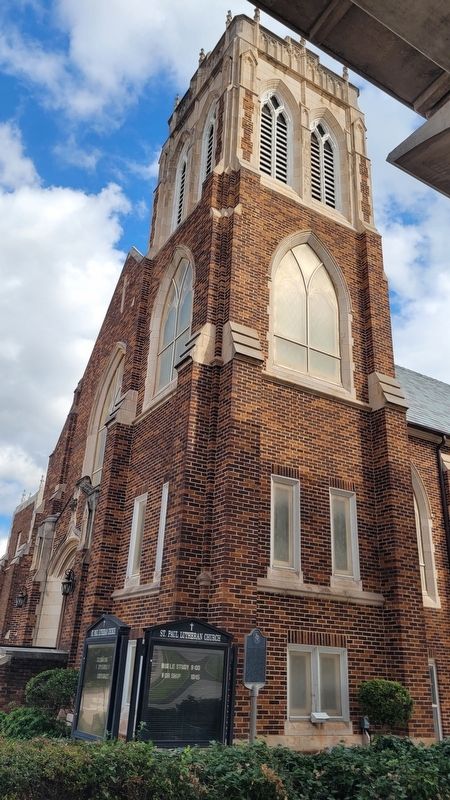 St. Paul Lutheran Church Tower and Marker image. Click for full size.