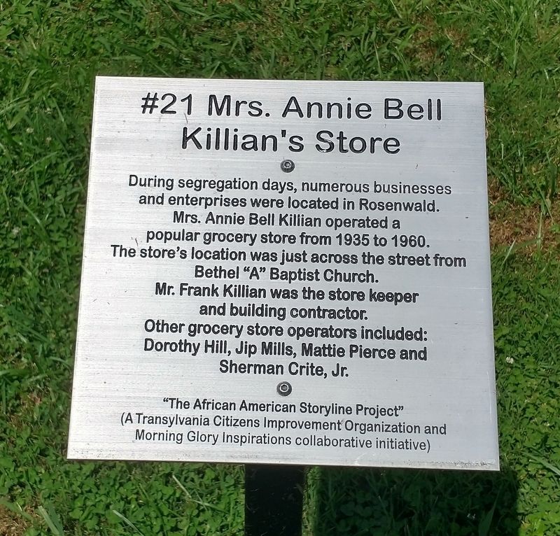 Mrs. Annie Bell Killian’s Store Marker. Click for full size. Mrs. Annie Bell Killian’s Store Marker image. Click for full size.