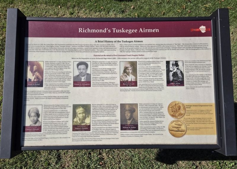 Richmond's Tuskegee Airmen Marker image. Click for full size.