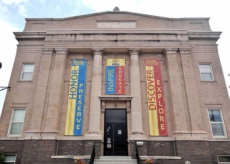 Champlin Memorial Masonic Temple<br>(<i>west/front elevation detail</i>) image. Click for full size.