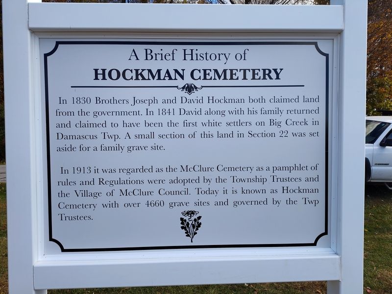 A Brief History of Hockman Cemetery Marker image. Click for full size.