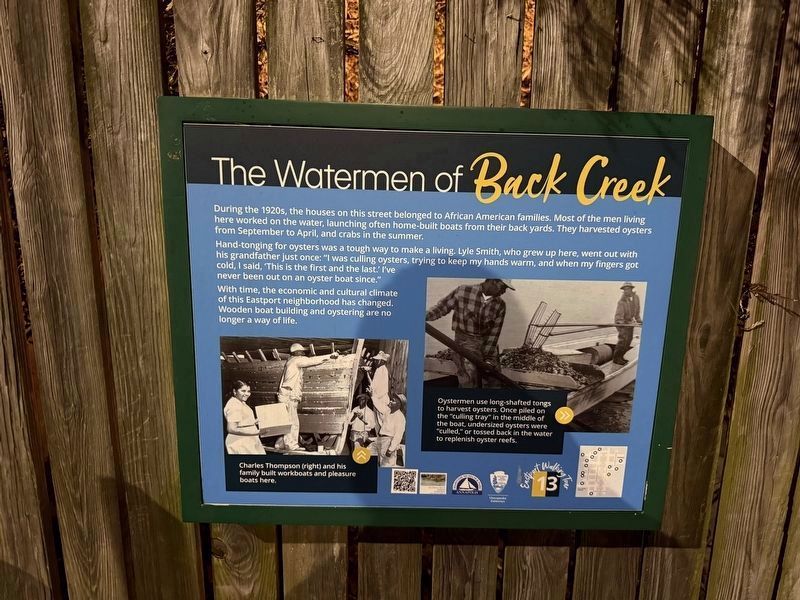 The Watermen of Back Creek Marker image. Click for full size.