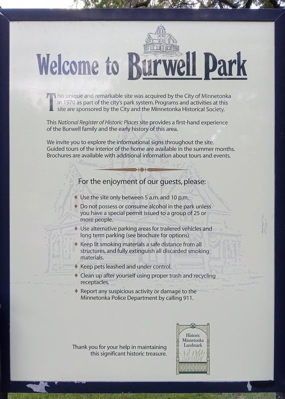 Welcome to Burwell Park Marker. Click for full size. Welcome to Burwell Park Marker image. Click for full size.