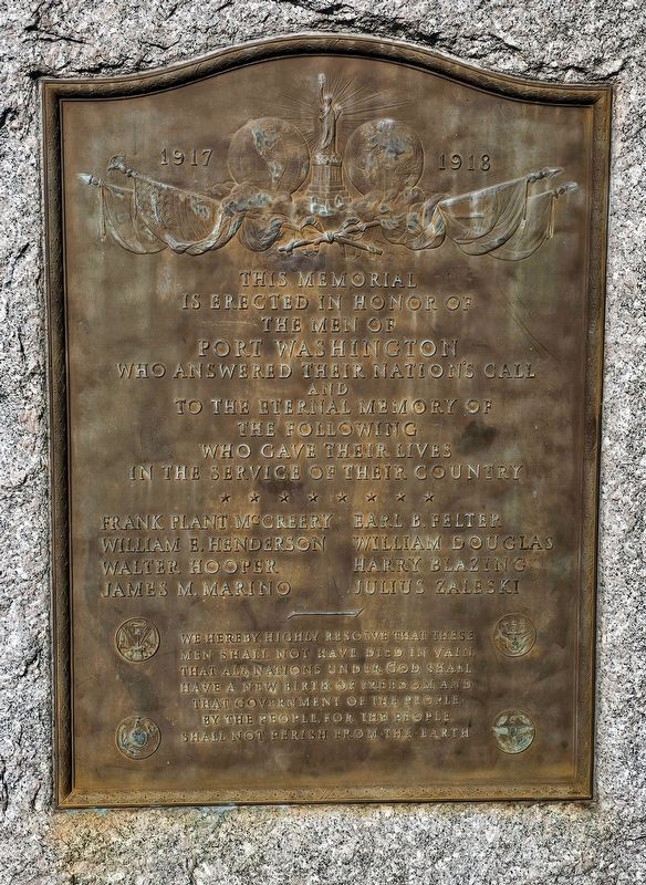 Port Washington World War I Memorial Marker image. Click for full size.