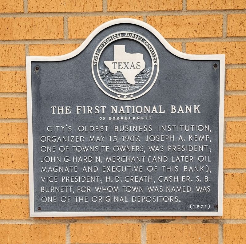The First National Bank of Burkburnett Marker image. Click for full size.