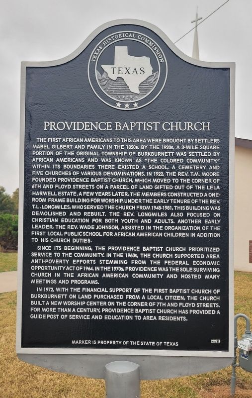 Providence Baptist Church Marker image. Click for full size.