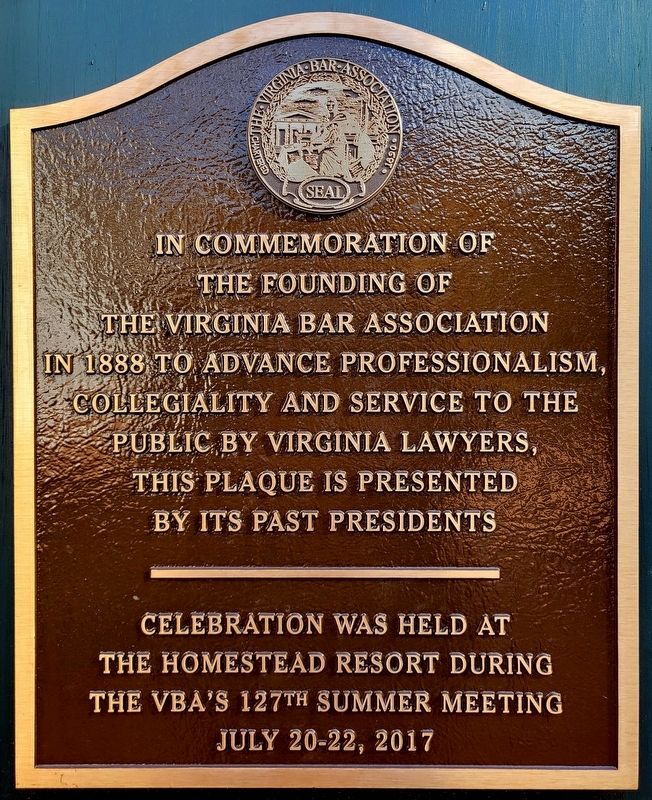 The Virginia Bar Association Marker. Click for full size. The Virginia Bar Association Marker image. Click for full size.