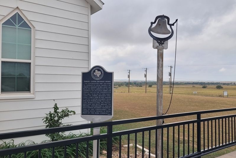 The Friberg - Cooper Methodist Church Marker and Bell. Click for full size. The Friberg - Cooper Methodist Church Marker and Bell image. Click for full size.