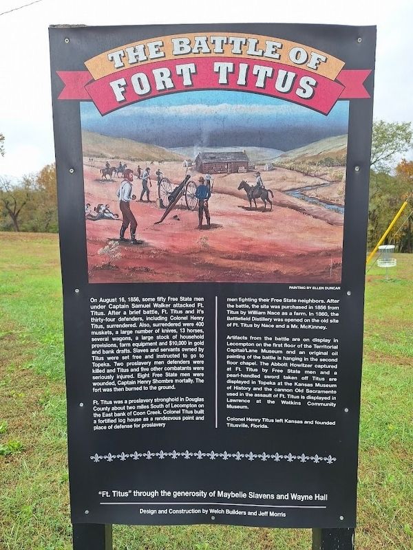 The Battle of Fort Titus Marker. Click for full size. The Battle of Fort Titus Marker image. Click for full size.